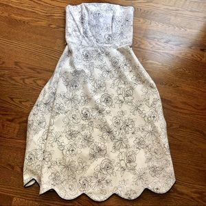 White House Black Market Floral Strapless Dress